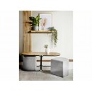 Комплект SIGNAL DUAL (стол журнальный + 2 пуфа) дуб артизан/черный/серый